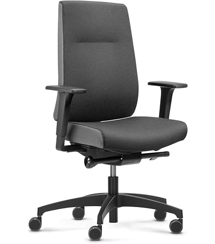 Dauphin Bürostuhl Just Motionflex AJ 3661 – Hohe Vollpolsterung, Synchron-Mechanik, Viele Einstellungen, Deutscher Hersteller, Schwarz
