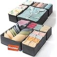 ORLISA Clothes Drawer Organisers – 8 Pack Foldable Fabric Dividers, Washable, 3 Sizes, Grey - Stay Organised, Sort and Store Clothes, Bras, Socks & Underwear