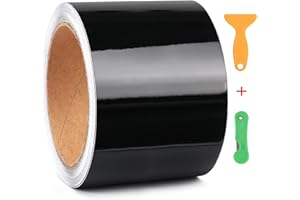 KALIWA Auto Pellicola Nero Lucido 10cm*900cm Adesiva Pellicola di Protezione Fibra Adesiva Pellicola Autoadesiva per Auto/Bici/Motociclo Nero Lucido & Bolla Libera - 10 x 900 cm