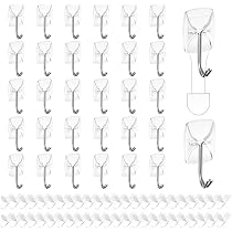 Ainiv 16 Klebehaken Ohne Bohren | Mit 24 Klebestreifen, Transparent | Für Glatte Oberflächen Wie Fliesen, Glas & Metall | Max. 0,5 Kg Belastung Pro Haken