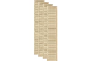 DecoMeister Puerta de Lamas Tipo Persiana de Lumbrera de Celosía de Madera Maciza de Pino Para Armarios Frente de Mueble con Listones Abiertos de Dimensiones 394x2013 mm Juego de Cuatro Piezas