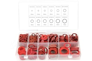 PYANGLI Paper Washer Assorted - 600pcs 12 Größen Red Steel Paper Fiber Unterlegscheiben Kit Isolierscheibe Assorted Set mit Box