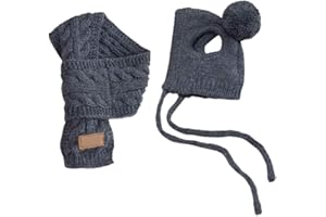 BUDSTFEE Knitted Pet Hat Scarf,Pet Hat Scarf Set Warm Cute Knitted Dog Caps Winter Ear Neck Warmer Outfits for Small Pet