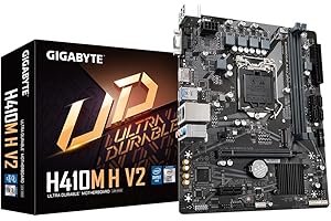 Gigabyte H410M H V2 Motherboard - Supports Intel Core 10th CPUs, up to 2933MHz DDR4 (OC), 1xPCIe 3.0 M.2, GbE LAN, USB 3.2 Gen 1