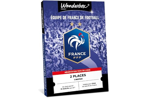 Wonderbox Connect - Coffret Cadeau - Equipe de France de Football - 2 places pour 1 match au choix - Parmi 6 matchs par an, valable pour tous les matchs en France - Validité 27 mois