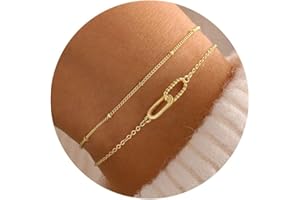 Turandoss Bracelet pour femme en or plaqué or 14 carats - Bracelet Mobius - Double anneau - Ensemble de bracelets personnalisés - Bijoux pour femmes et filles