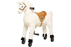 Animal riding Reitpferd Snowy (für Kinder ab 3 Jahren, Sattelhöhe 56 cm, mit Rollen) ARP011S, Weiß, S