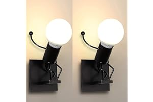 LZGS GO SWING BANDS 2 Pcs Humanoid creative applique da parete moderna arte decorativa faretti murali industriali lampada max 60W E27 Lampadina per camera da letto camera dei bambini corridoio ristorante scale