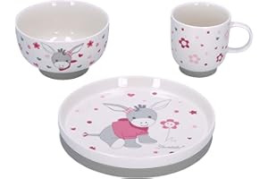 Sterntaler Baby Mädchen Kindergeschirr Set Porzellan-Geschirr-Set 3-teilig Emmi Girl - Frühstücksset, Babygeschirr - weiß
