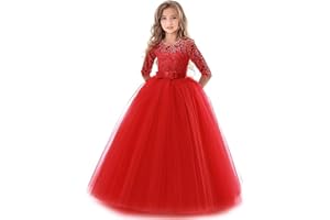 Blumensmädchenkleid Prinzessin Festliches Kinder Mädchen Kleid Festzug Kleider Hochzeit Partykleid Brautjungfern Kleidung Spitze Tüll Cocktailkleid Elegant Langes Abendkleid Kommunikation Gr.104-152