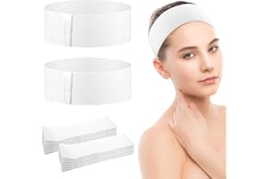 Qianyu Paquete de 40 diademas faciales desechables para spa, elásticas, suministros de esteticista, color blanco, suave, no tejido, envolventes, para maquillaje para mujeres y niñas, cuidado de la