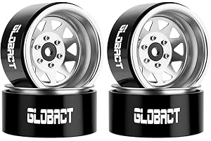 GLOBACT 1.9 Beadlock Wheels RC Wheel Hub -11.5mm Offset for 1/10 TRX4 TRX6 Axial SCX10 I II III Pro Redcat RC Crawler Upgrade Accessories (4Pcs Silver)