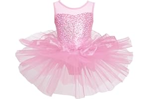 Freebily Tutu Ballerina Bambina Body Ginnastica Artistica Senza Maniche Vestito Danza Classica da Balletto Scollo Rotondo Leotards Abito da Ballo Saggio Latino Dancewear