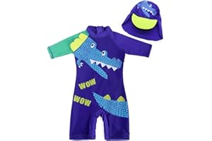 AmzBarley Protection Solaire UV Maillot de Bain Garçon Fille Enfant Maillots Tenue de Plage Vacances Piscine Casquette