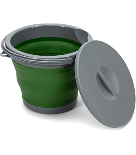 Emmer met deksel, 5 l, rond, kunststof emmer, geschikt voor levensmiddelen, luchtdicht en stabiel, leeg met handvat, deksel, geschikt voor levensmiddelen, chemicaliën, waspoeder, lijm, 5 stuks, zwart