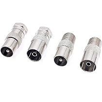 Greluma Adattatore F Maschio A Coassiale – 2 Paia Maschio/Maschio E Maschio/Femmina Per Antenna TV E Satellite, Placcato Oro