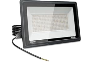 Jefedana LED Outdoor Spotlight 200 W IP66 Waterproof Floodlight 6000 K 20000 LM Super Bright LED Spotlight for Backyard, Garage, Hallway, Garden