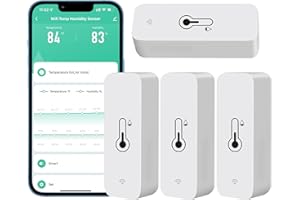 PHOVOLT Sensore termometro igrometro WiFi per casa, sensore wireless per interni ed esterni, sensore di umidità di temperatura con avviso di notifica app remota, funziona con l'app Tuya (4 pacco)