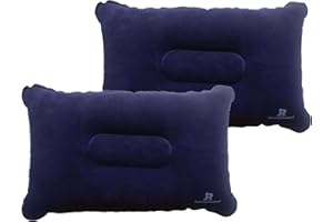 JR QUALITYPRODUCT JR Quality Product Pack of Two Inflatable Blow up Pillows for Camping Holidays, Fishing and Travel Comfort. Compact and Light for Easy Storage (Blue) 37cm x 28cm