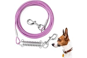 Mi Metty Hund Kabel Ausbinden 100ft(30m) Kausichere Hundeleine mit absorbierender Feder,Hundetrainingsleine geeignet für Hof und Camping