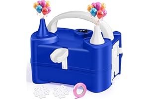 HELESIN Pompe à Ballons Électrique, Gonfleur Ballon Portable avec 4 Accessoires, Pompe à Air Electrique avec Gonfleur à Double Buse, Pompe Ballon d'anniversaire, Fête, Décoration de Noël