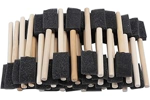 MUMISUTO 50 Pinceles de Espuma para Pintar, Pinceles de Esponja de 1 Pulgada con Mango de Madera, Pinceles de Esponja para Pintar, Pinceles de Espuma para Pintar, para pigmentos de Pintura acrílica (50)
