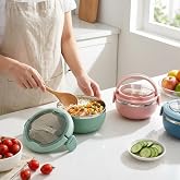 Deconox 700 ml Paslanmaz &Ccedil;elik Yemek Kabı, Kaşıklı, Saplı ve Kilitli Yuvarlak Lunch Box, Mavi Yeşil Pembe Renk Se&ccedil;enekli, 12x