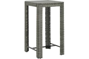 vidaXL Garden Bar Table - Poly Rattan - Grey - Modern - Indoor and Outdoor Use - Durable and Easy to Clean - Lightweight - 60.5x60.5x110.5cm