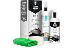 S SHIELDON PROTECTS Composite Sink Sealer Set by Shieldon Protects for Granite, Quartz, & Composite Kitchen Sink - Waterproof Sealer, Cleaning Spray for All Sink Colours
