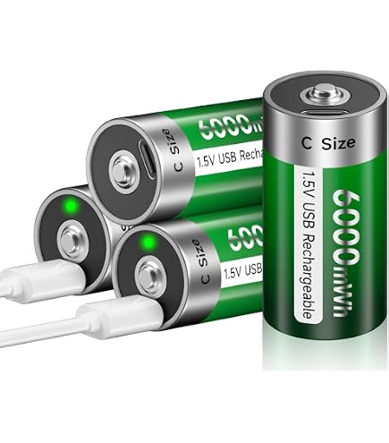 Palogreen Baterías D Recargables de 1,5 V de Salida Constante de 15,000 mWh de Iones de Litio Palogreen Baterías D Recargables de 1,5 V de Salida Constante de 15,000 mWh de Iones de Litio