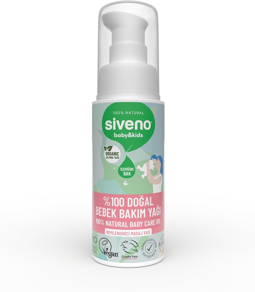 Siveno %100 Doğal Bebek Yağı Organik Jojoba Bakım Masaj Yağı Parafinsiz Bitkisel Vegan 50 ml