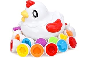 JoyGrow Lot de 12 œufs de poule Montessori assortis - Couleur et reconnaissance des formes - Jouet éducatif pour enfants et tout-petits - Pour Pâques, Noël, cadeau d'anniversaire