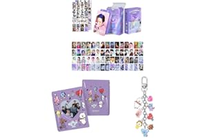 SCISSH Kpop - Set di 60 cartoline fotografiche, 64 adesivi, B.T-21, porta album rilegatore, B.T-21, portachiavi (B.T.-s)