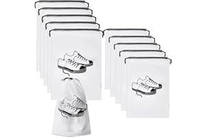 Jinlaili 10 Pièces Sac à Chaussure de Voyage, 2 Tailles Imperméable Sac de Rangement pour Chaussure, Drawstring Bag de Chaussure Anti-Poussière, Givré Housse Chaussure pour Voyage Rangement Maison