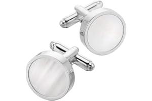 Jonwo Perlmutt 4.5cm Krawattennadeln und Manschettenknöpfe für Herren Silber Gold Cufflinks Tie Clip Hochzeit Hemd Party Geburtstag Jubiläum Kleid