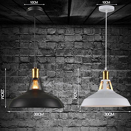 HimanJie Halbkreis Vintage Metallschirm für Lampe E27 Pendelleuchte Decken Retro(Schwarz) - 3