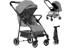 OAMGER Passeggino Canne, Passeggino Bebe Leggero e Compatto, 3 posizioni di inclinazione, 0-4 anni (25 kg max), posizione allungata, pieghevole con una sola mano, 4 ruote con ammortizzatori, con un grande