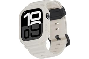 elkson Bands Case for Apple Watch Series 11 10 46mm for Men, Rugged Heavy Duty Bumper Tactical Strap Quattro Pro 2.0 Series for iWatch, Military Grade Durable Protective Cover, Shockproof, Starlight