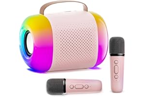 E-SMARTER Mini Karaoke Machine 2 Microphones, Bluetooth 5.3 Kids Karaoke Machines Portable with 4 Dazzling Light Modes & Voice Changer, Boys Girls Toys for 3-12 years old for Kids