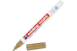 edding 4085 marcador de tiza - oro - 1 rotulador de tiza - punta redonda 1-2 mm - rotuladores para cristal borrables - para pizarras, vidrio y espejos - tiza líquida de cobertura opaca