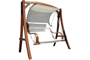 ASS Design Hollywoodschaukel Gartenschaukel MERU aus Holz Lärche inkl. Abdeckung von AS-S, Farbe:Cremeweiss