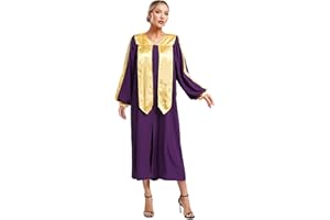 Miutii Unisex Womens Mens Elegant Choir Robe V-neck Long Sleeve Judge Robe Church Baptism Costume Graduation Gown