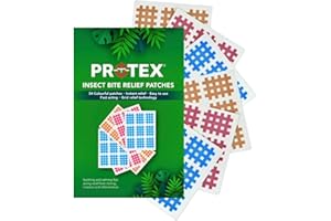 PR-0-TEX PR0TEX 54 Insect Bite Relief Patches. Providing Fast Acting Relief from Itching and Swelling Caused by Mosquito Bites, Midges, Bee and Wasp Stings. Utilizing Grid Technology. Chemical Free. 54 Pcs