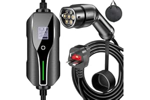 EV Charger Type 2 Charging Cable 3 Pin 7.65 Metre,6/8/10/13A Current Adjustable Electric Car Charger with Digital Screen TOPEV IP67 Waterproof Battery Charging Units with Carry Bag(IEC 62196-2 female)