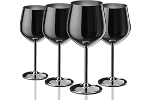 WOTOR Nero Calici Da Vino Set Di 4, 540ml Bicchieri Vino Rosso In Acciaio Inox, Infrangibili e Portatili, Idonei Utilizzo All'aperto, Regalo Per Gli Amanti Del Vino