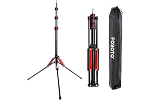 FOSOTO Soporte Trípode para Iluminación Luz Led Foco Reflector Altavoz Proyector Softbox, Aleación de Aluminio,Ligero y Plegable,con Funda (Altura Ajustable :49cm -192cm