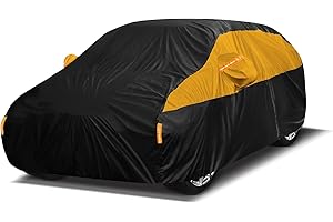 BADGESHAND 10 Layers Car Cover Waterproof Breathable,All Weather Outdoor Full Cover Rain Sun UV Snowproof Protection with 2 door Zipper Cotton Mirror Pocket,Fit Saloon/Hatchback Length(Up to 177"/450cm)