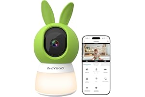 CiKiKWXO 2K Camara Vigilancia Bebe 2.4/5GHz Camara Vigilancia WiFi Interior, Baby Monitor con Modo Luz Nocturna, Seguimiento Automático, Modo Privado, Detección de Movimiento para Bebés y Mascotas