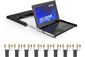 MT-VIKI Monitor LCD 15,6" KVM konsola VGA zintegrowana konsola 8 portów do szafy serwerowej 1U 600 – 800 mm, touchpad, Hotkey OSD 1920 x 1080 z 2 szynami