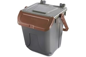 MOBIL PLASTIC S.P.A. Bidone per raccolta differenziata grigio con sportello basculante marrone - modello "Ecology" - 25 litri - Mobil Plastic